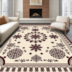 Dark Crimson Snowflake Floral Medallion Rug