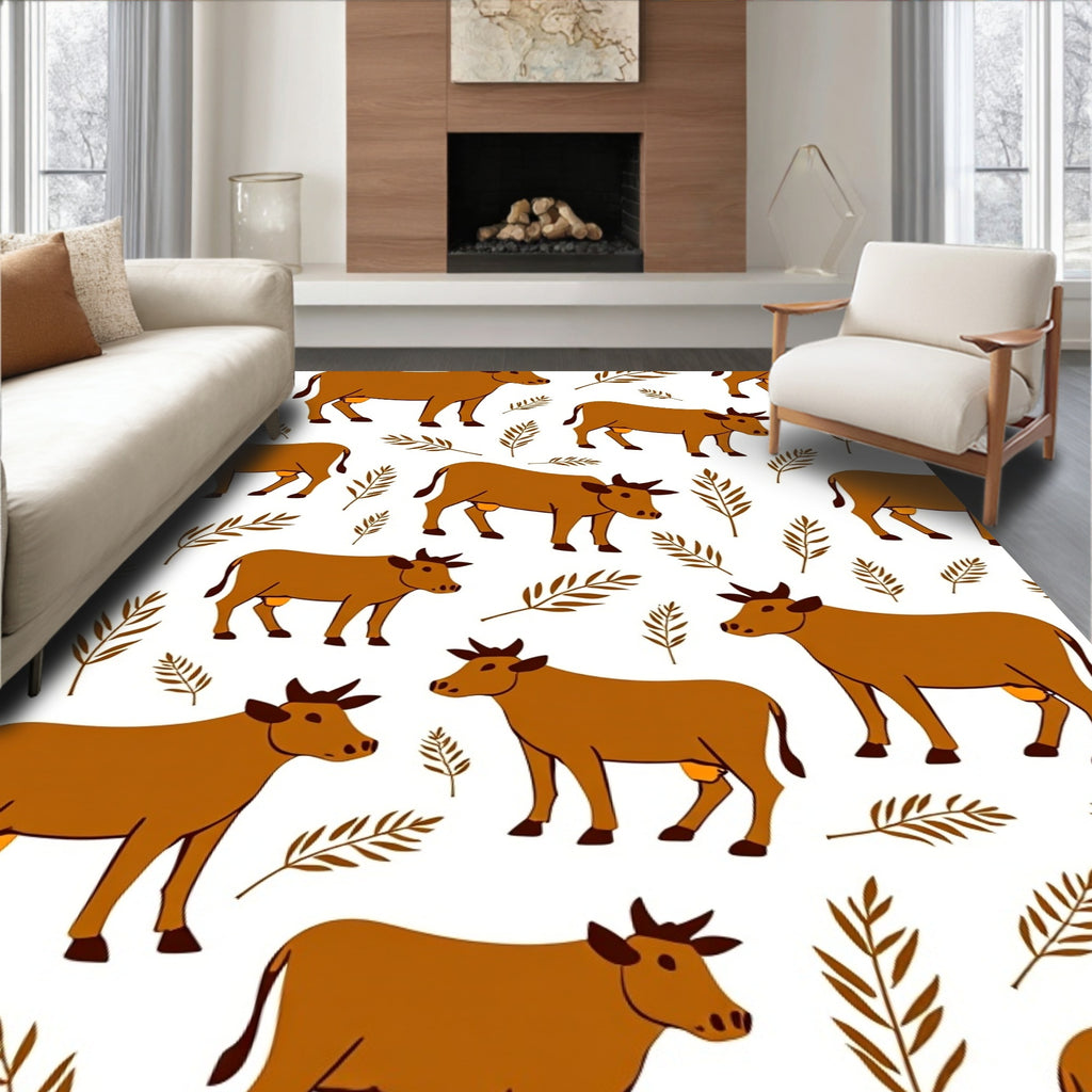 Brown Cow Foliage Repeat Rug