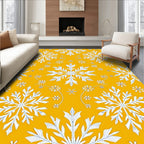 Golden Yellow Snowflake Garland Repeating Rug