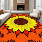 Bold Sunburst Yellow Red Floral Rug