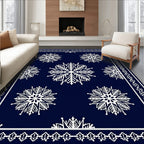 Deep Blue White Snowflake Mandala Runner Rug