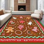 Whimsical Gingerbread Candy Cane Holiday Rug