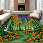 Mystical Green Castle Forest Owls Rug