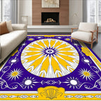 Royal Blue Yellow Sunburst Mandala Rug
