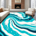 Oceanic Turquoise Swirl Wave Rug