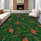 Emerald Green Orange Berry Foliage Rug