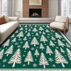 Winter Forest Snowflakes Cream Rug
