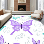 Pastel Lilac Teal Butterfly Swirls Rug