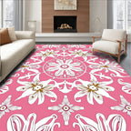 Pink Floral Medallion Art Nouveau Rug