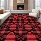 Bold Red Black Buffalo Plaid Lattice Rug