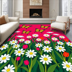 Whimsical Yellow Butterfly Garden Rug