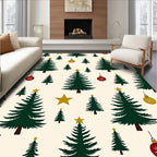 Green Trees Gold Star Ornaments Rug