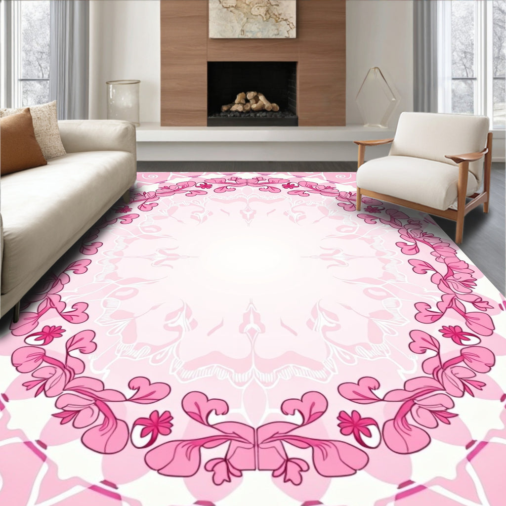 Floral Pink Mandala Arrangement Rug