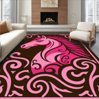 Pink Horse Swirl Brown Rug