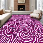 Deep Plum Swirl Abstract Line Art Rug