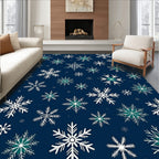 Deep Blue Winter Snowflake Collection Rug