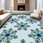 Delicate White Bird Pine Cluster Rug