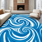 Intense Blue Swirl Contemporary Abstraction Rug