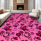 Hearts and Curls Pink Repeating Pattern Rug