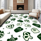 Whimsical Green Botanical Abstract Rug