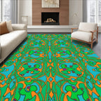 Teal Orange Green Organic Swirls Rug