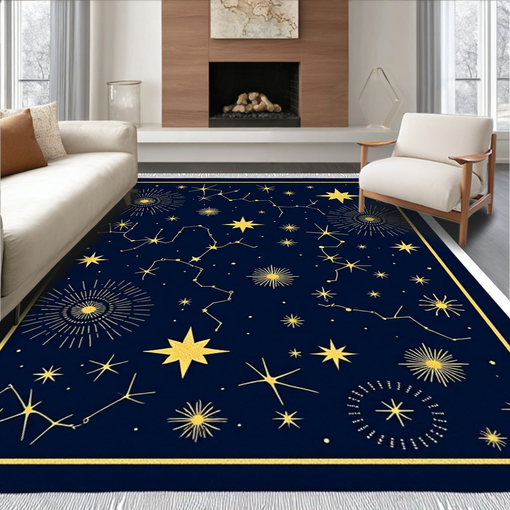 Golden Constellations Deep Night Rug