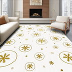 Golden Snowflake Scattered Circular Rug