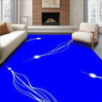 Bright Blue White Cosmic Flowing Lines Rug