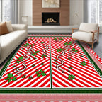Festive Red White Holly Swirl Rug
