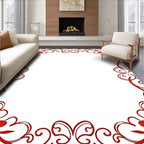 Classic Red Floral Swirl Border Rug