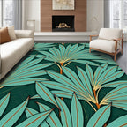 Teal Palm Frond Garden Harmony Rug