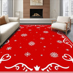 Crimson Red Snowflake Scatter Festive Rug