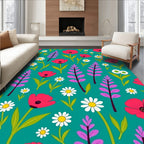 Vibrant Pink Floral Meadow Blooms Rug