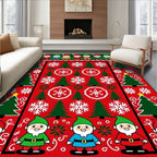 Whimsical Holiday Gnomes Christmas Trees Rug