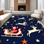Santa Sleigh With Reindeer Night Sky Rug