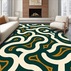 Emerald Cream Gold Swirling Abstract Rug