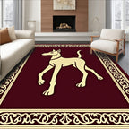 Ancient Golden Hound Burgundy Emblem Rug