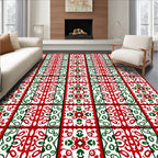 Red Green Ornate Geometric Medallion Rug