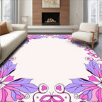 Whimsical Pink Purple Floral Corner Rug