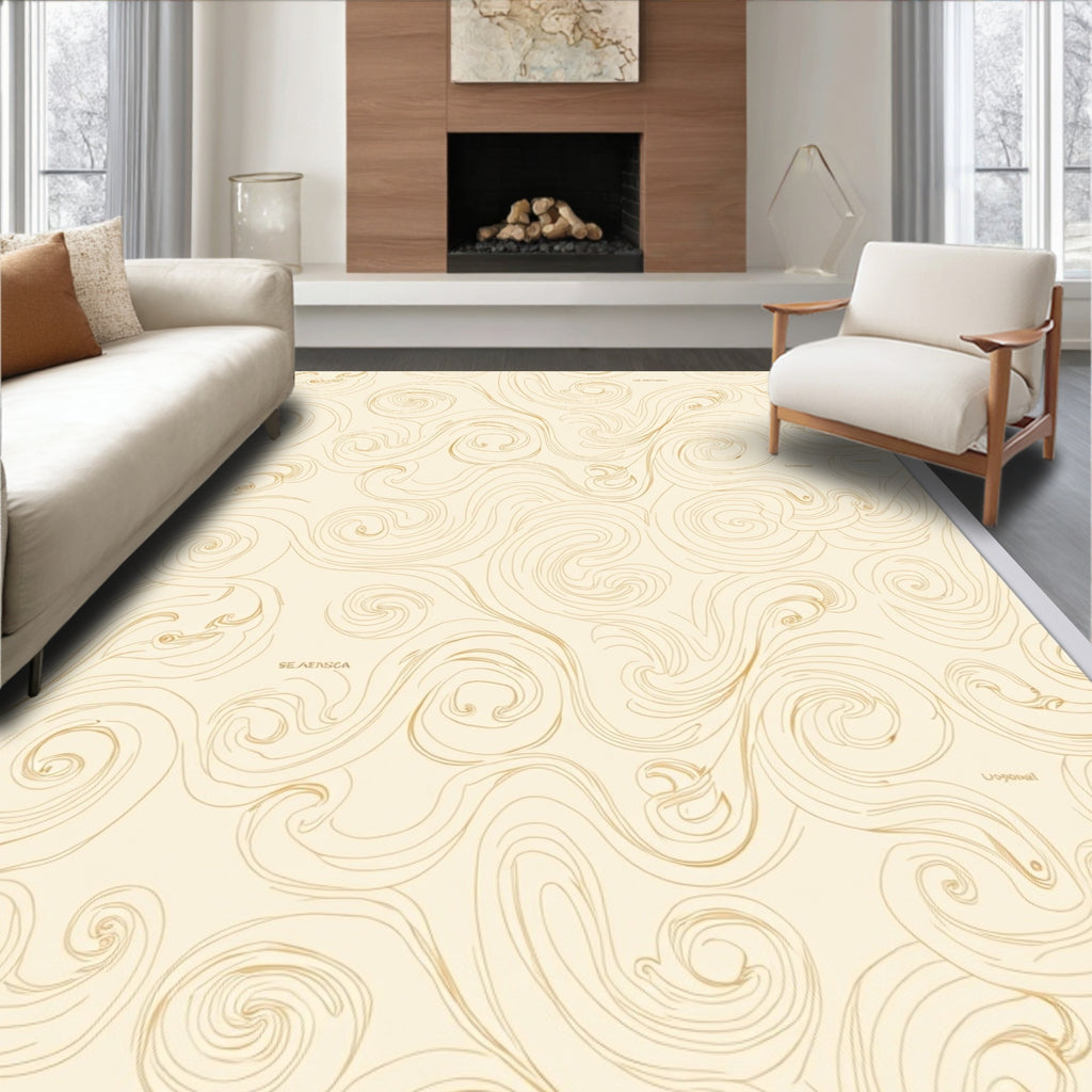 Golden Swirl Flow Organic Art Rug