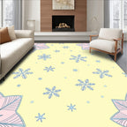 Pale Yellow Blue Snowflake Charm Cluster Rug