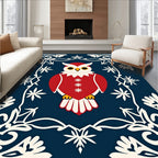 Red Owl With White Snowflakes Border Rug