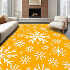 White Snowflakes on Orange Background Rug