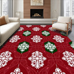 Crimson and Emerald Snowflake Medallions Rug