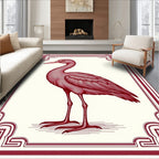 Crimson Heron Engraved Border Rug