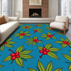 Vibrant Red Berry Leaf Cluster Rug