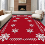 Red White Crystal Starlet Border Rug