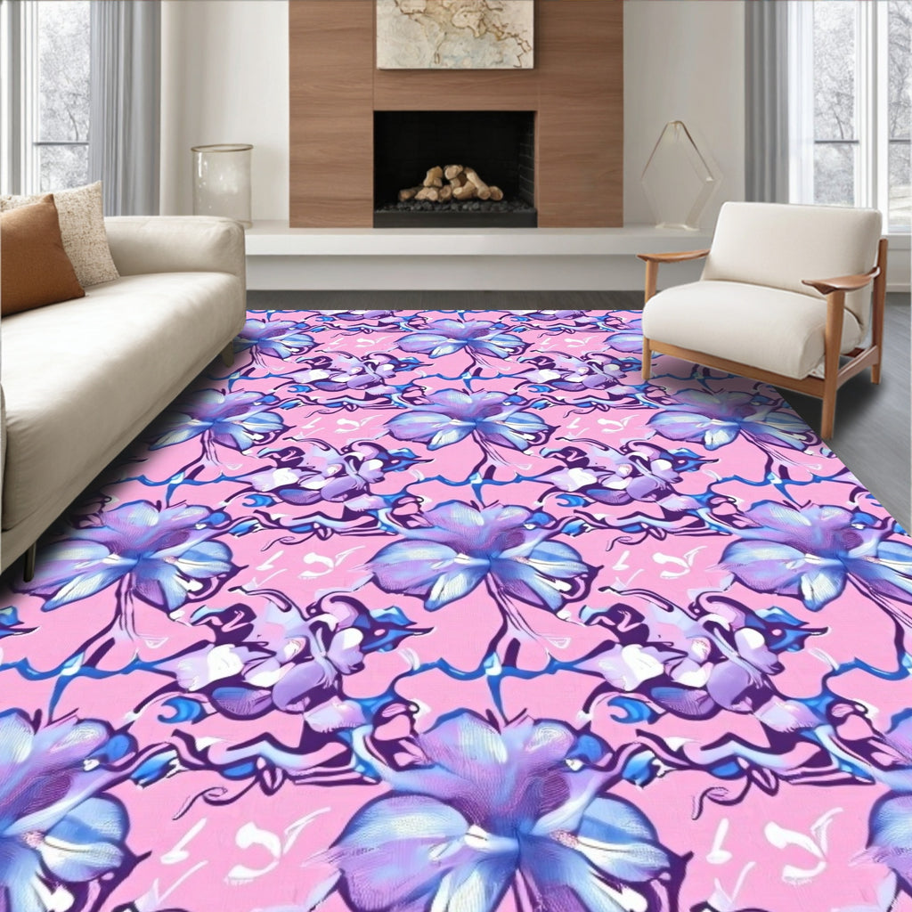 Pink Lilac Floral Swirl Rug