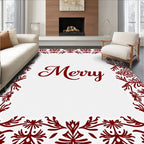Crimson Floral Border Merry Script Rug