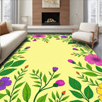 Vibrant Yellow Garden Floral Vines Rug
